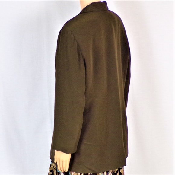 DUE PER DUE size 14 Jrs. brown 100% silk blazer - Picture 8 of 13